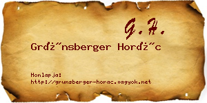 Grünsberger Horác névjegykártya